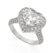 1.45 Carat VS1 D Lab Grown Diamond Halo Pave Heart Ring
